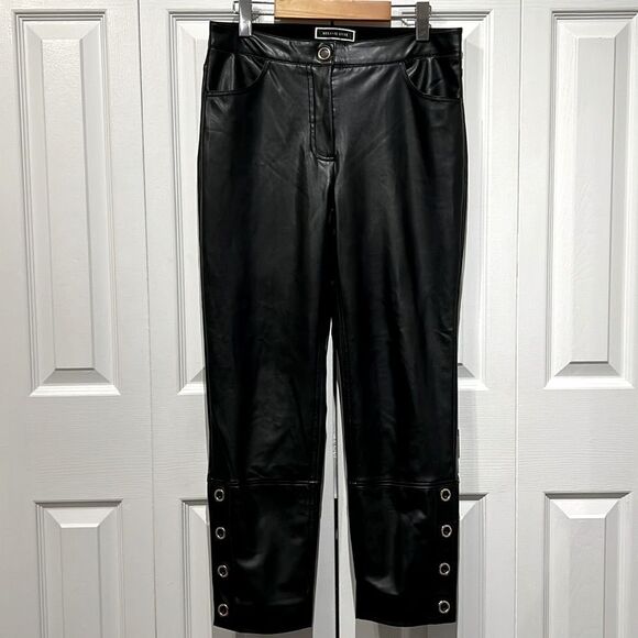 Melanie Lyne Black Faux Leather‎ Pants Size 6 - Picture 1 of 10